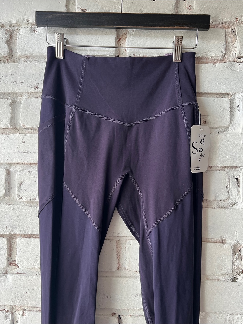 PLUM purple High-Waisted panelled Leggings side pockets skinny